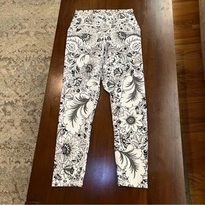 Floral Black and White Leggings